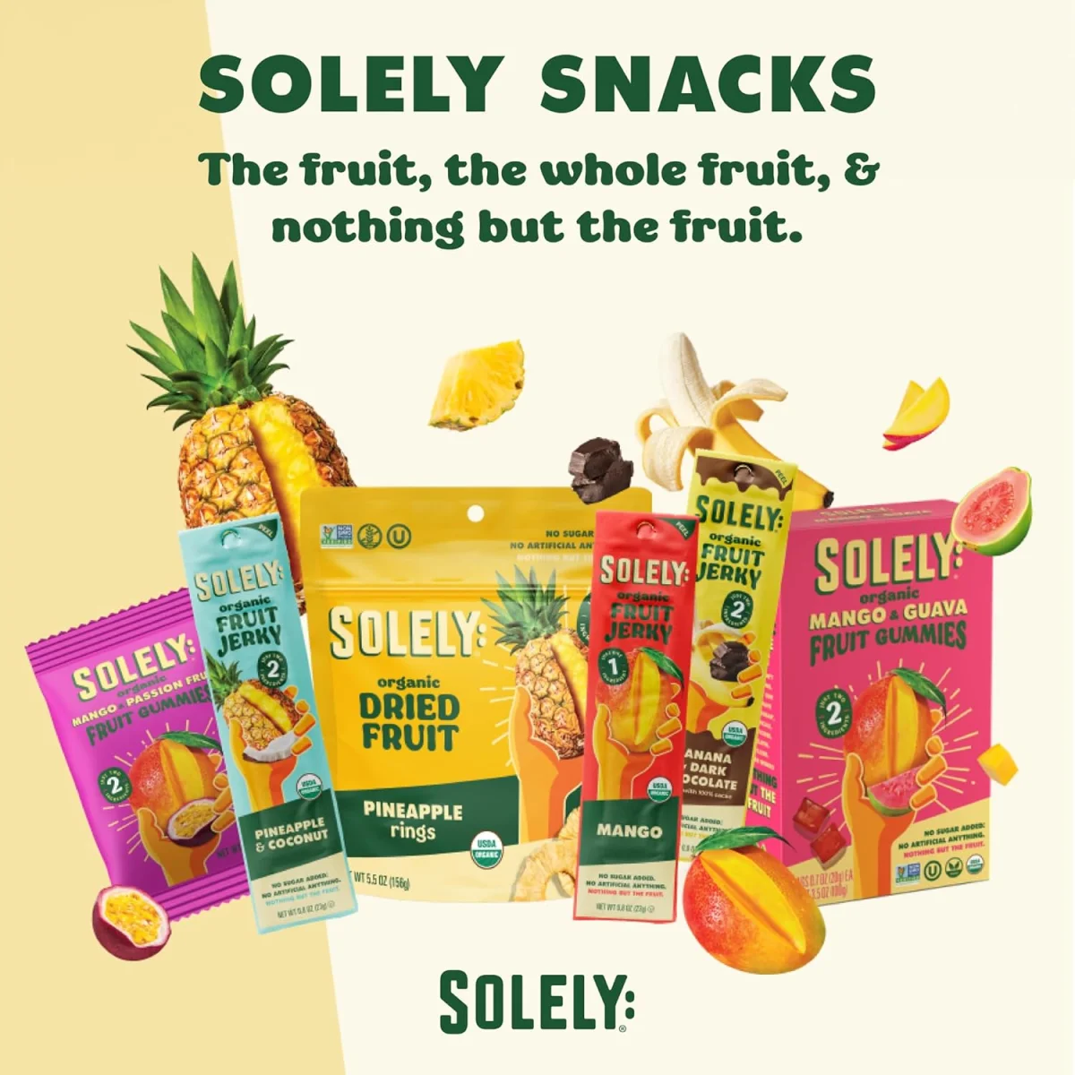 Soley Organic Mango Fruit Jerky - 1 Individually Wrapped Fruit Strip