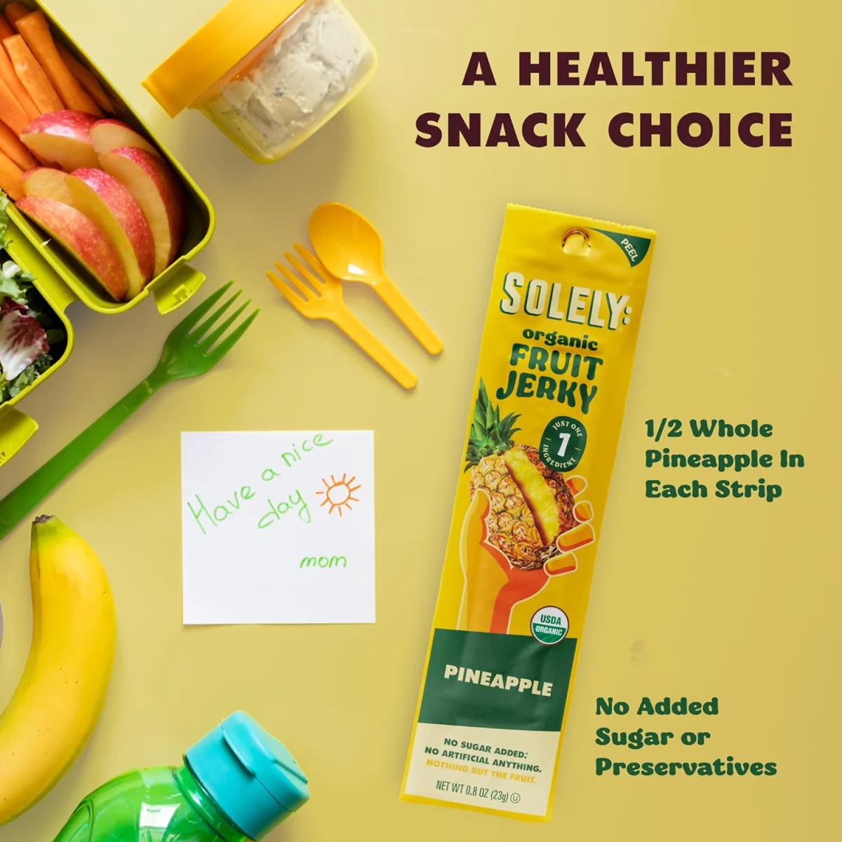 Soley Organic Pineapple Fruit Jerky - 1 Individually Wrapped Strip