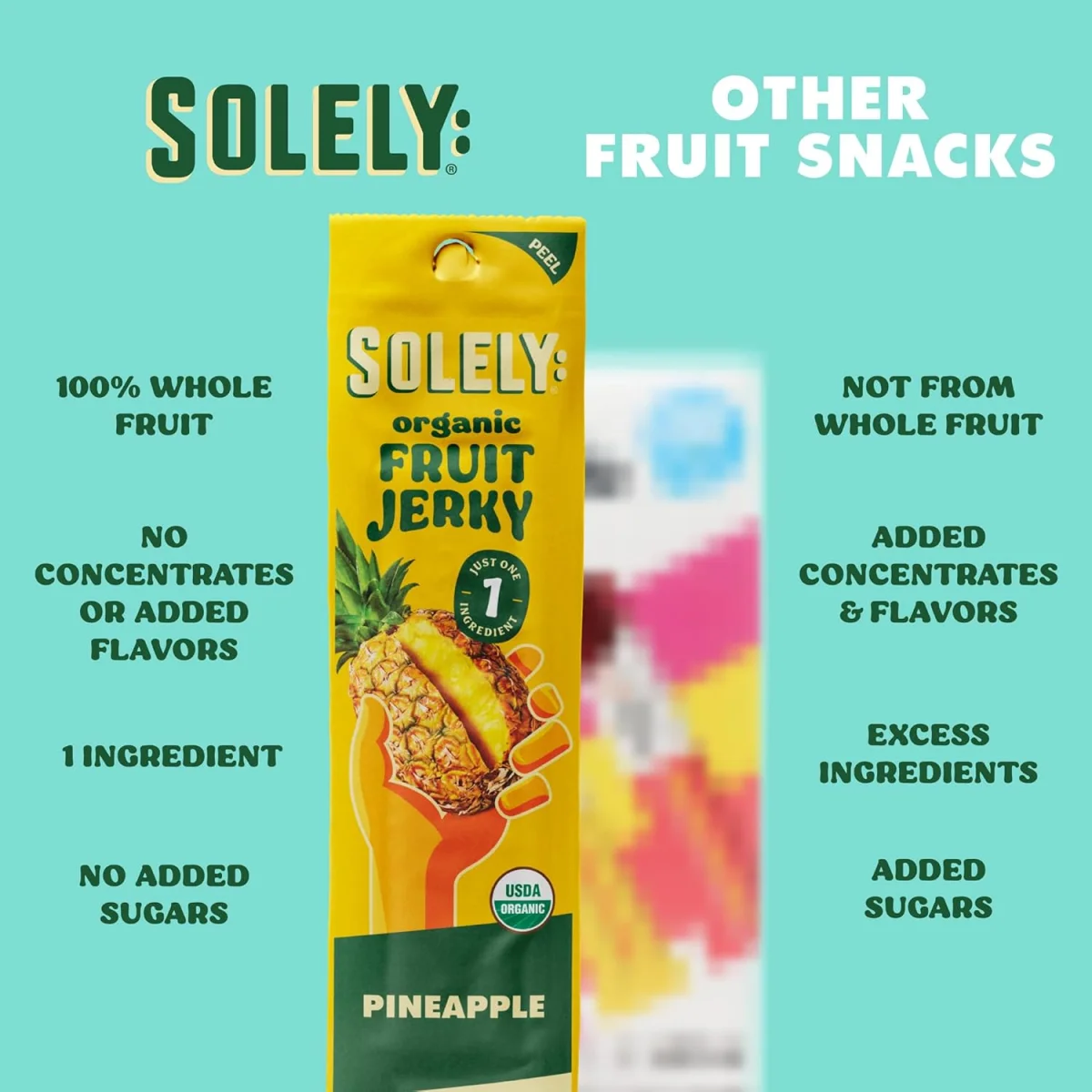 Soley Organic Pineapple Fruit Jerky - 1 Individually Wrapped Strip