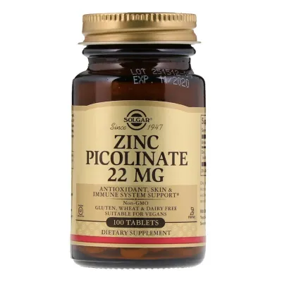 Solgar Zinc Picolinate - 22 mg - 100 Tablets