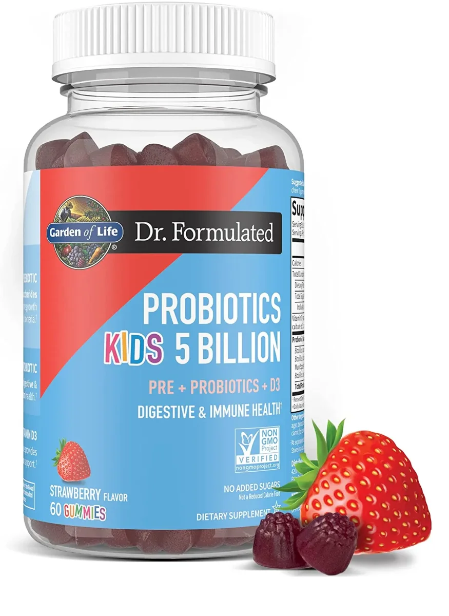 Garden of Life Kids Dr. Formulated Probiotics Pre + Pro + D3 Strawberry - 5 billion - 60 Gummies