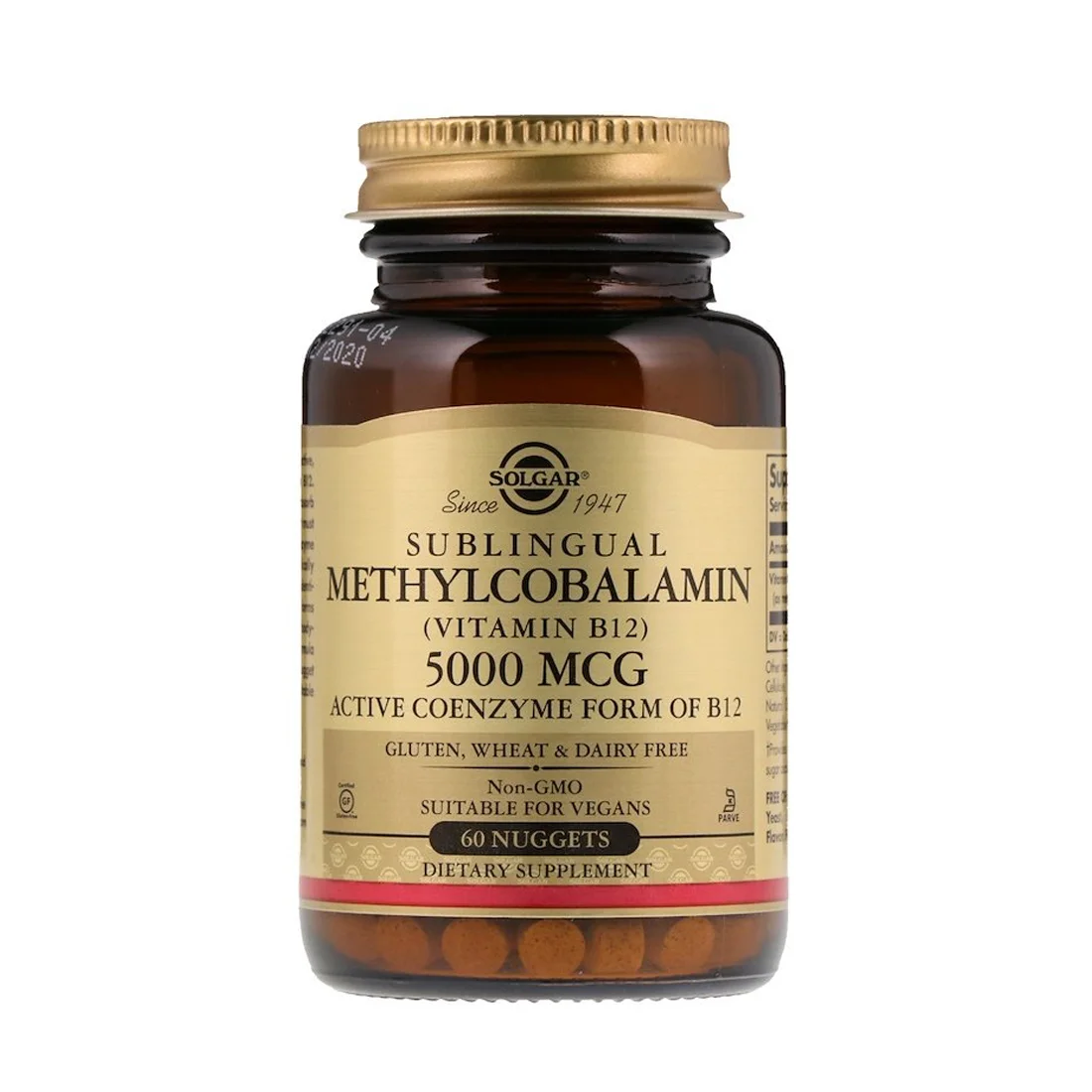 Solgar Methylcobalamin Sublingual Vitamin B12 - 5000 mcg - 60 Nuggets