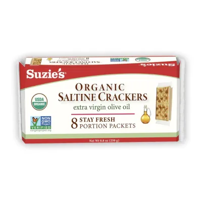 Suzie's Organic Saltines Crackers, Salt & Extra Virgin Olive Oil - 8.8 oz