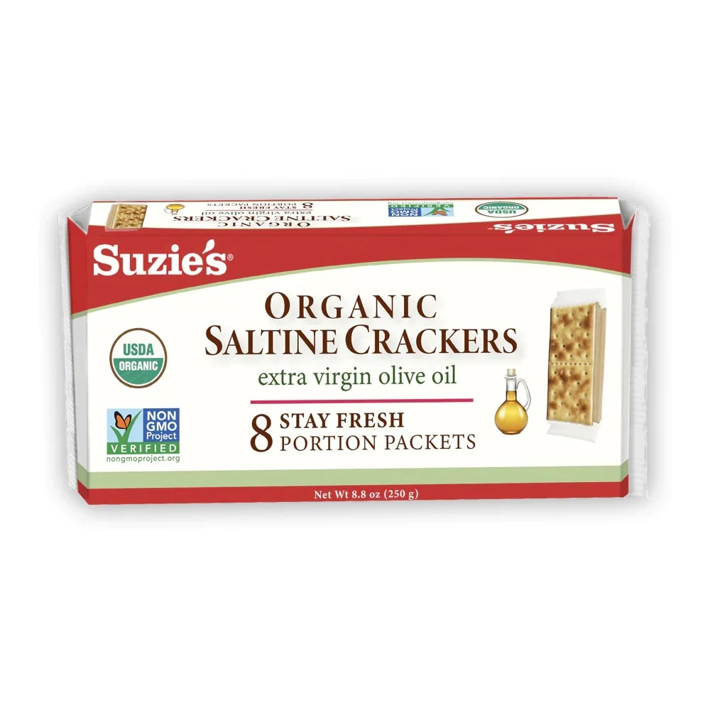 Suzie's Organic Saltine Crackers, Salt and Extra Virgin Olive Oil - 8.8 oz