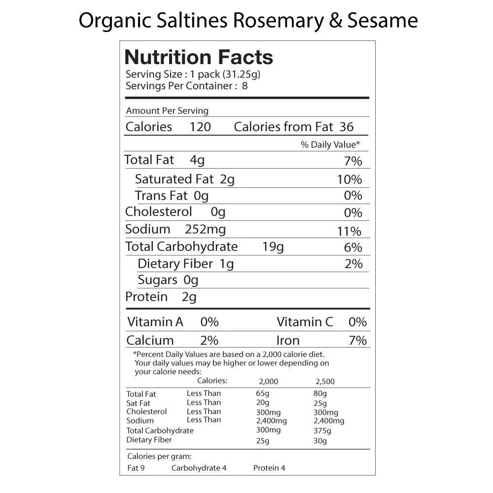 Suzie's Organic Saltines Crackers, Rosemary Sesame