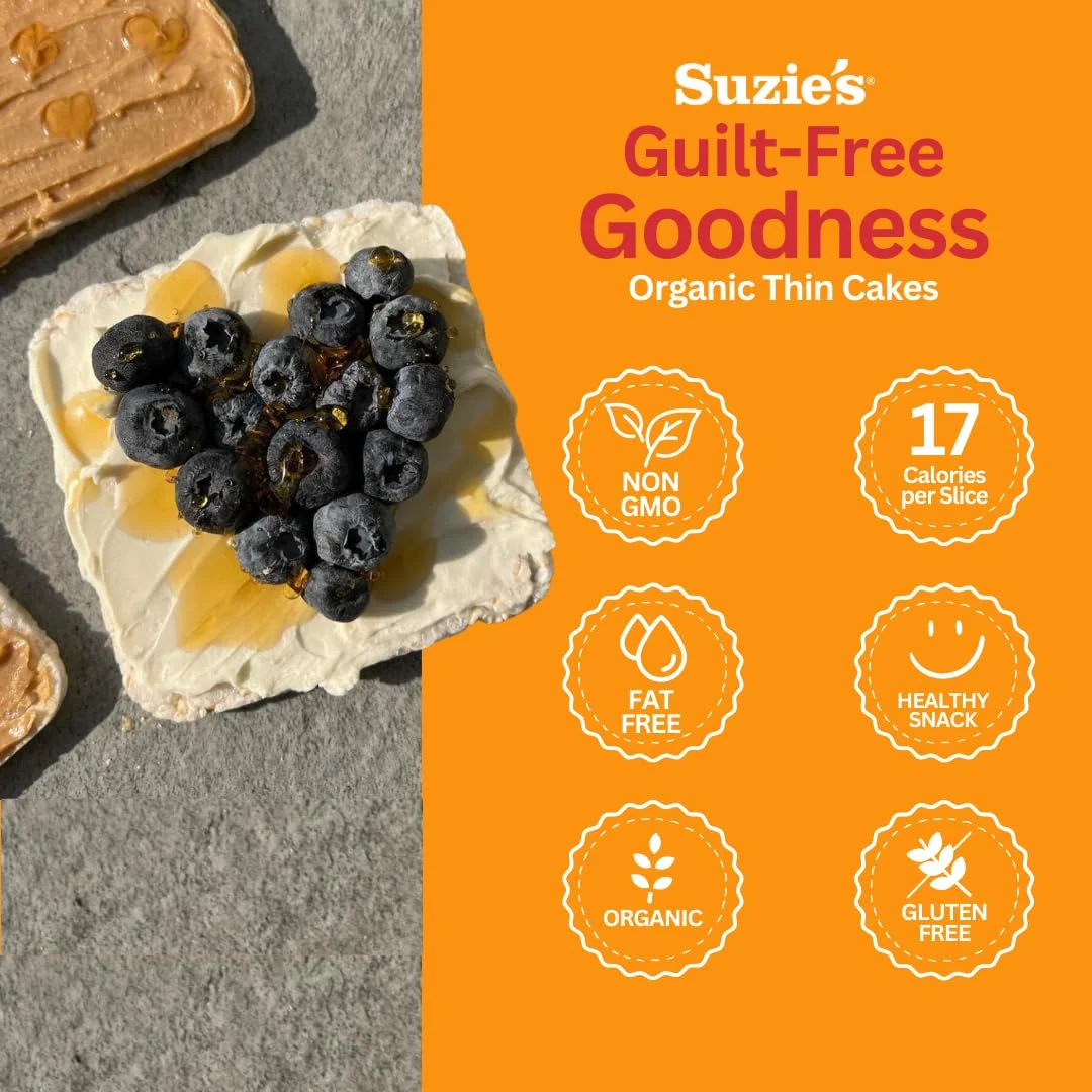 Suzie's Thin Puffed Cakes, Gluten Free Brown Rice Lightly Salted - 4.9 oz