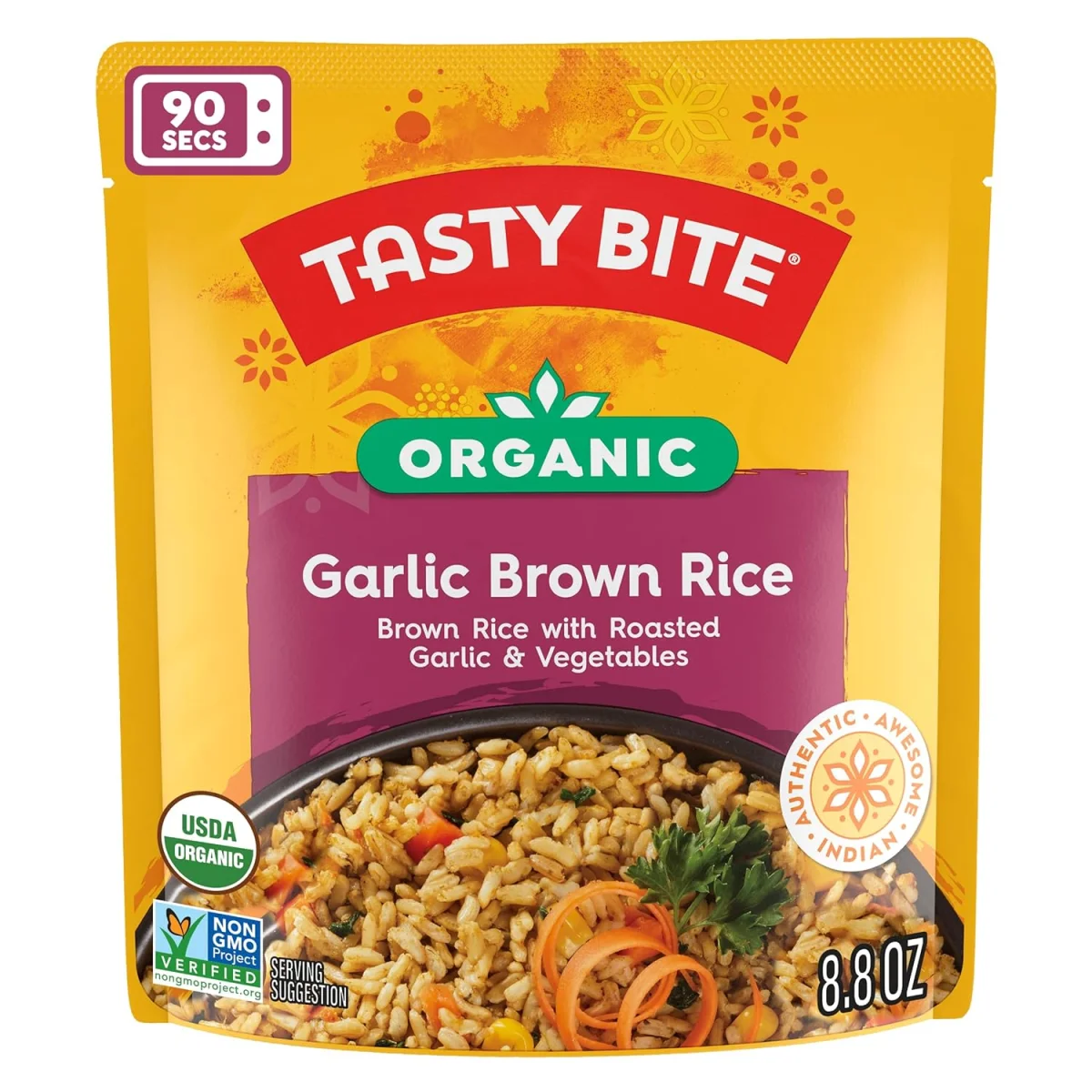 Tasty Bite Organic Garlic Brown Rice - 8.8 oz