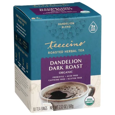 Teeccino Dandelion Dark Roast Herbal Tea - 10 Tea Bags
