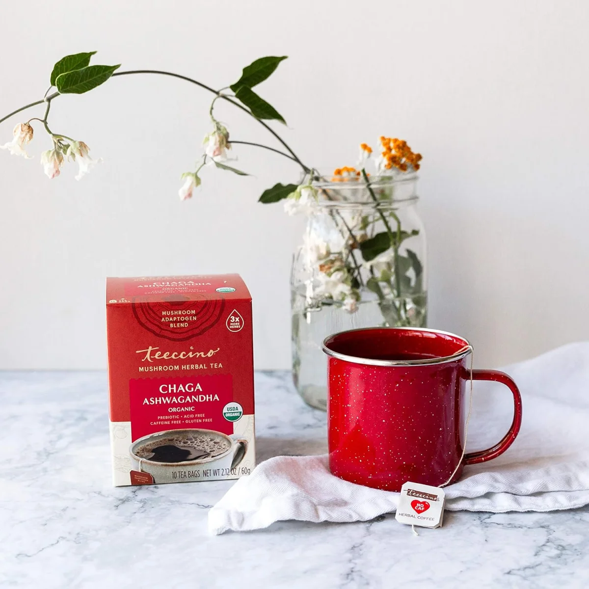 Teeccino Chaga Ashwagandha Tea, Butterscotch Cream - 25 Tea Bags