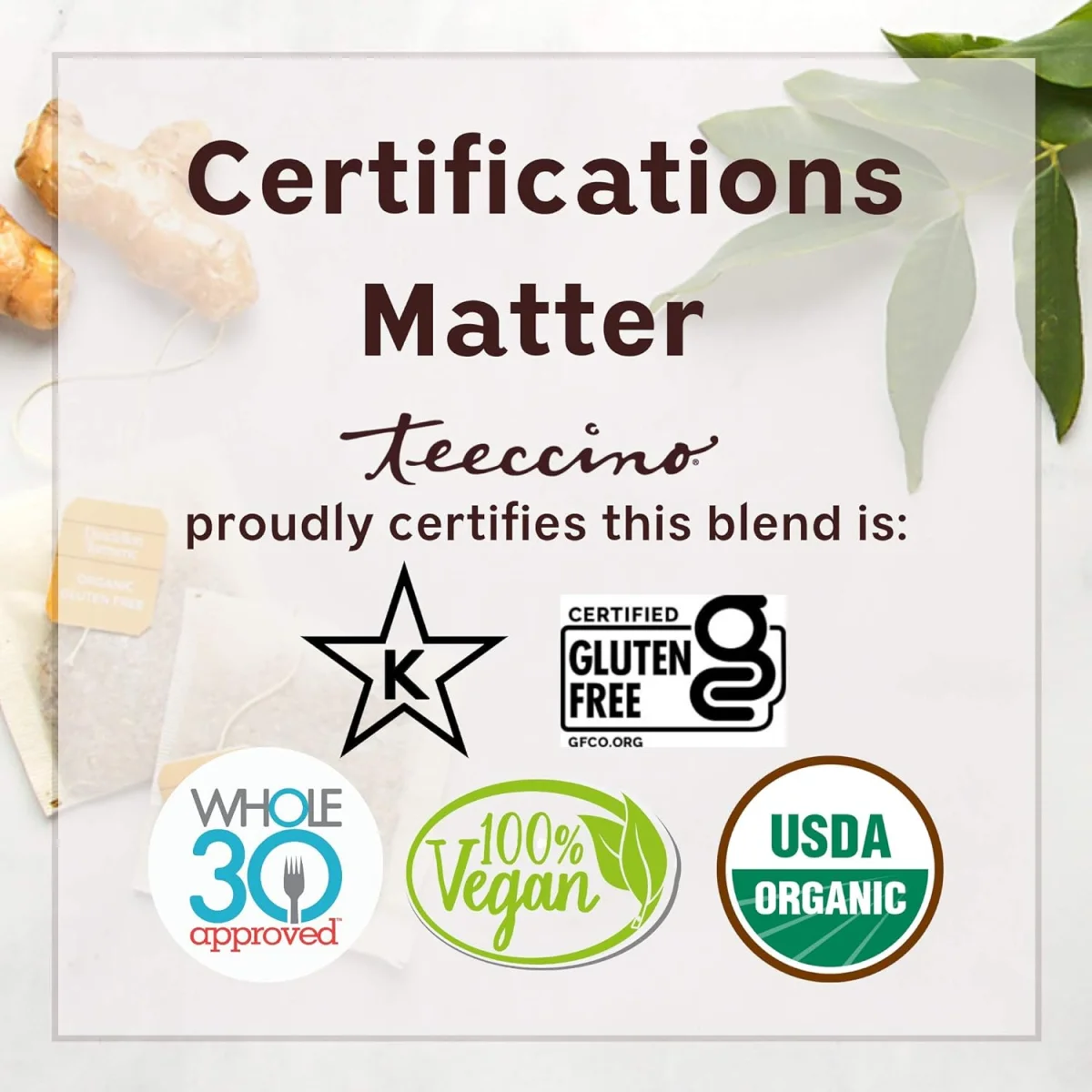 Teeccino Chaga Ashwagandha Tea, Butterscotch Cream - 25 Tea Bags