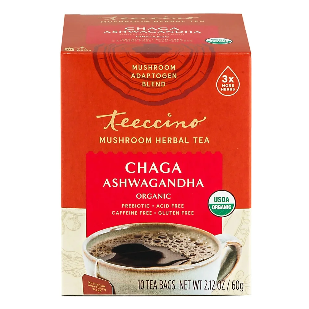 Teeccino Chaga Ashwagandha Tea, Butterscotch Cream - 25 Tea Bags
