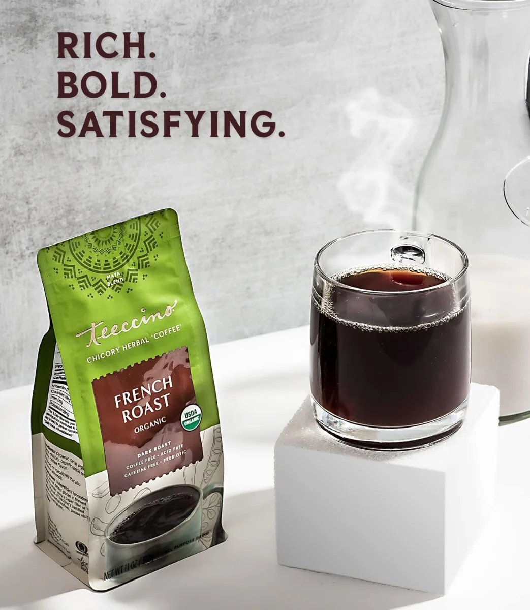 Teeccino Chicory Herbal Coffee Alternative, Organic Mediterranean Blend French Roast