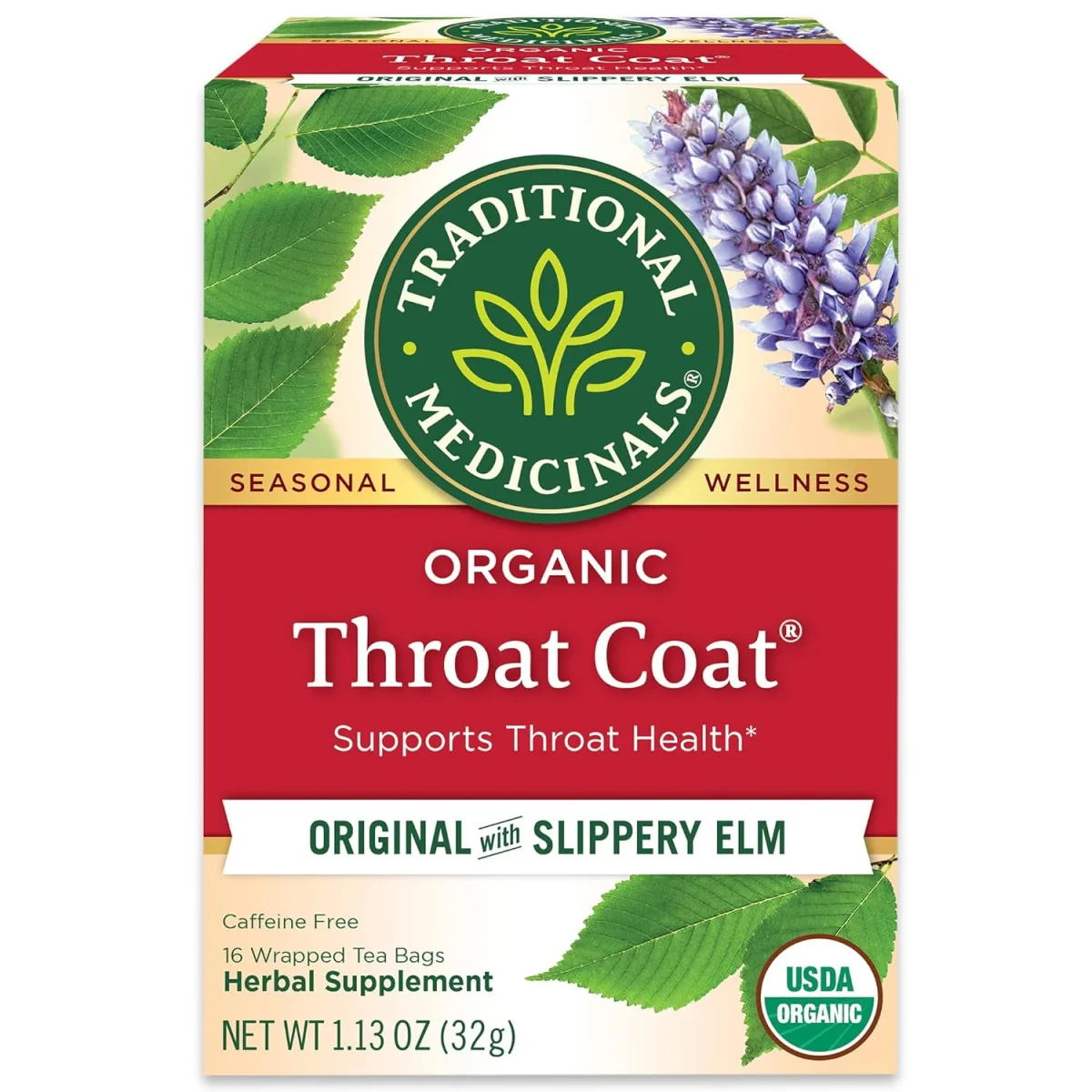 Traditional Medicinals Organic Throat Coat Herbal Tea, Original - 16 Tea Bags