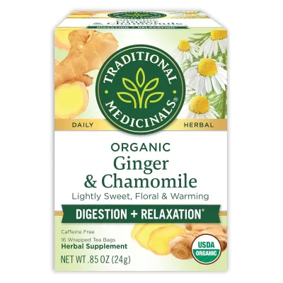 Traditional Medicinals Organic Ginger and Chamomile Herbal Tea - 16 Tea Bags