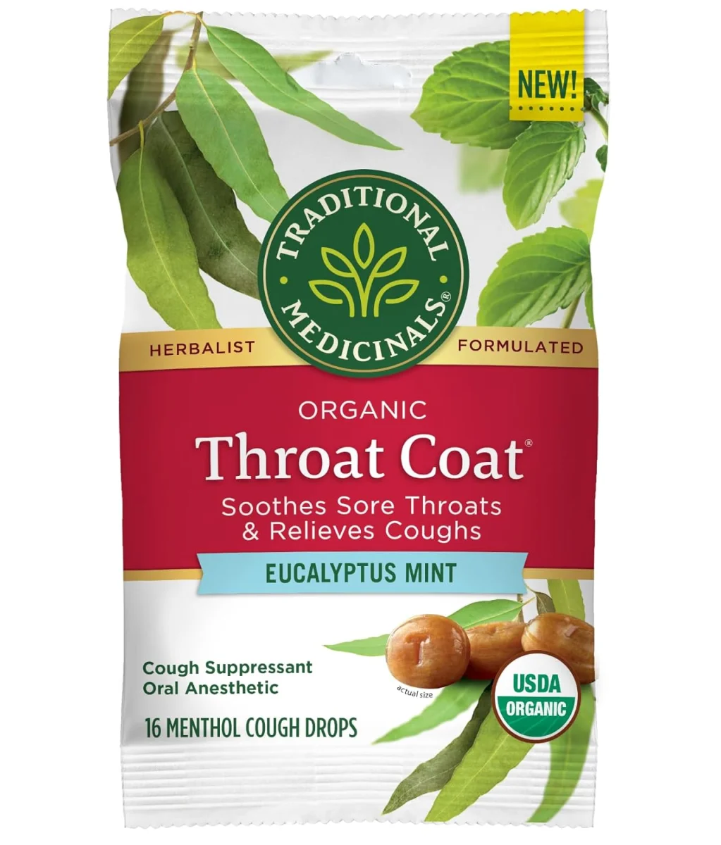 Traditional Medicinals Organic Throat Coat Lozenges, Eucalyptus Mint