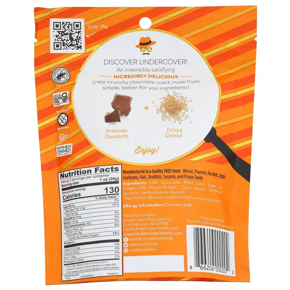 Undercover Chocolate Crispy Quinoa Milk Chocolate