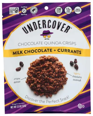 Undercover Chocolate Quinoa Crisps, Milk Chocolate + Currants - 2 oz