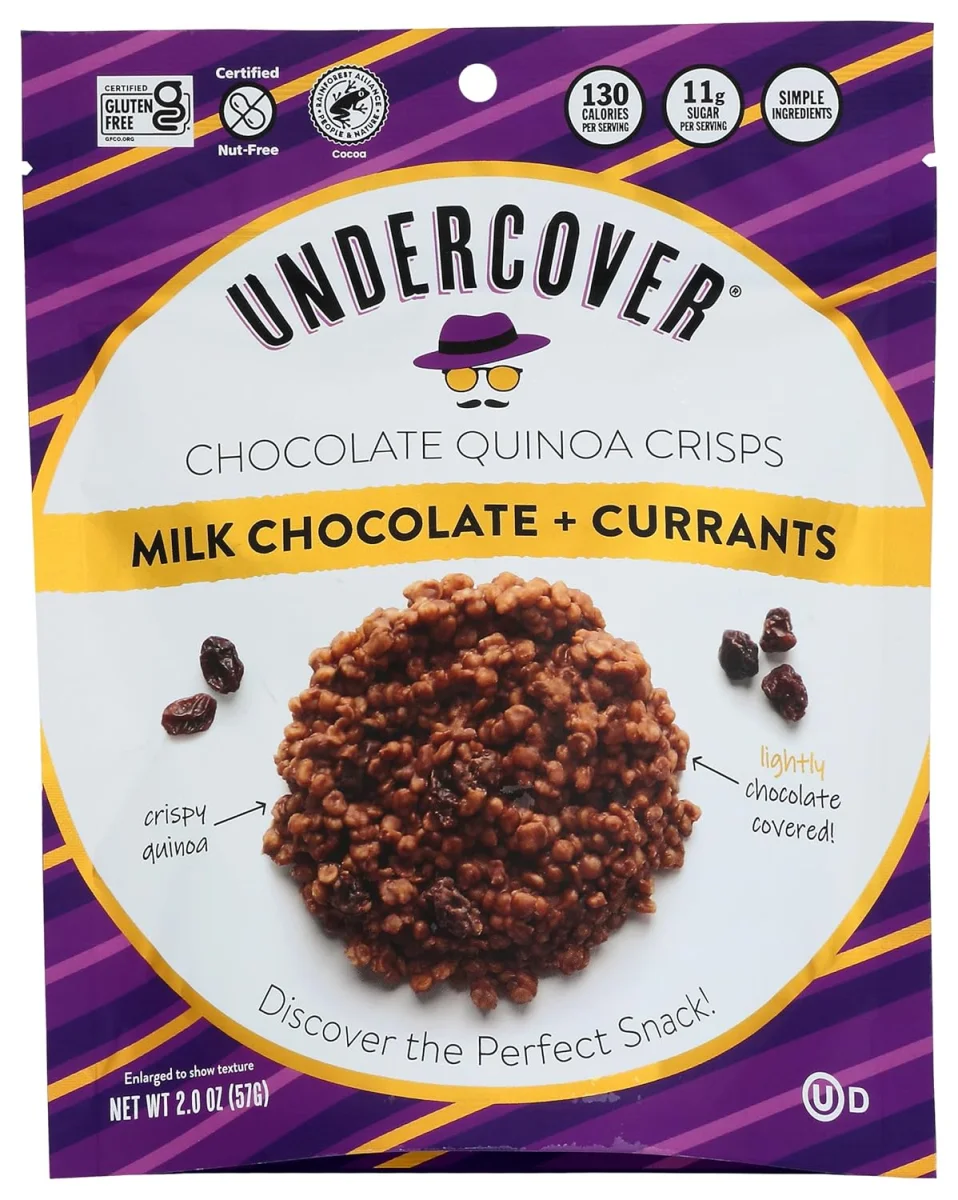 Undercover Chocolate Quinoa Crisps, Milk Chocolate + Currants - 2 oz