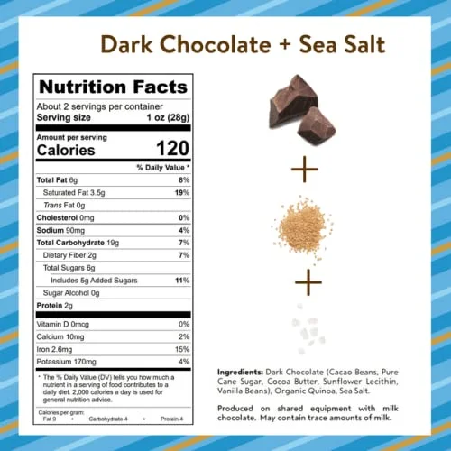 Undercover Snacks Chocolate Crispy Quinoa Snack, Dark Chocolate + Sea Salt