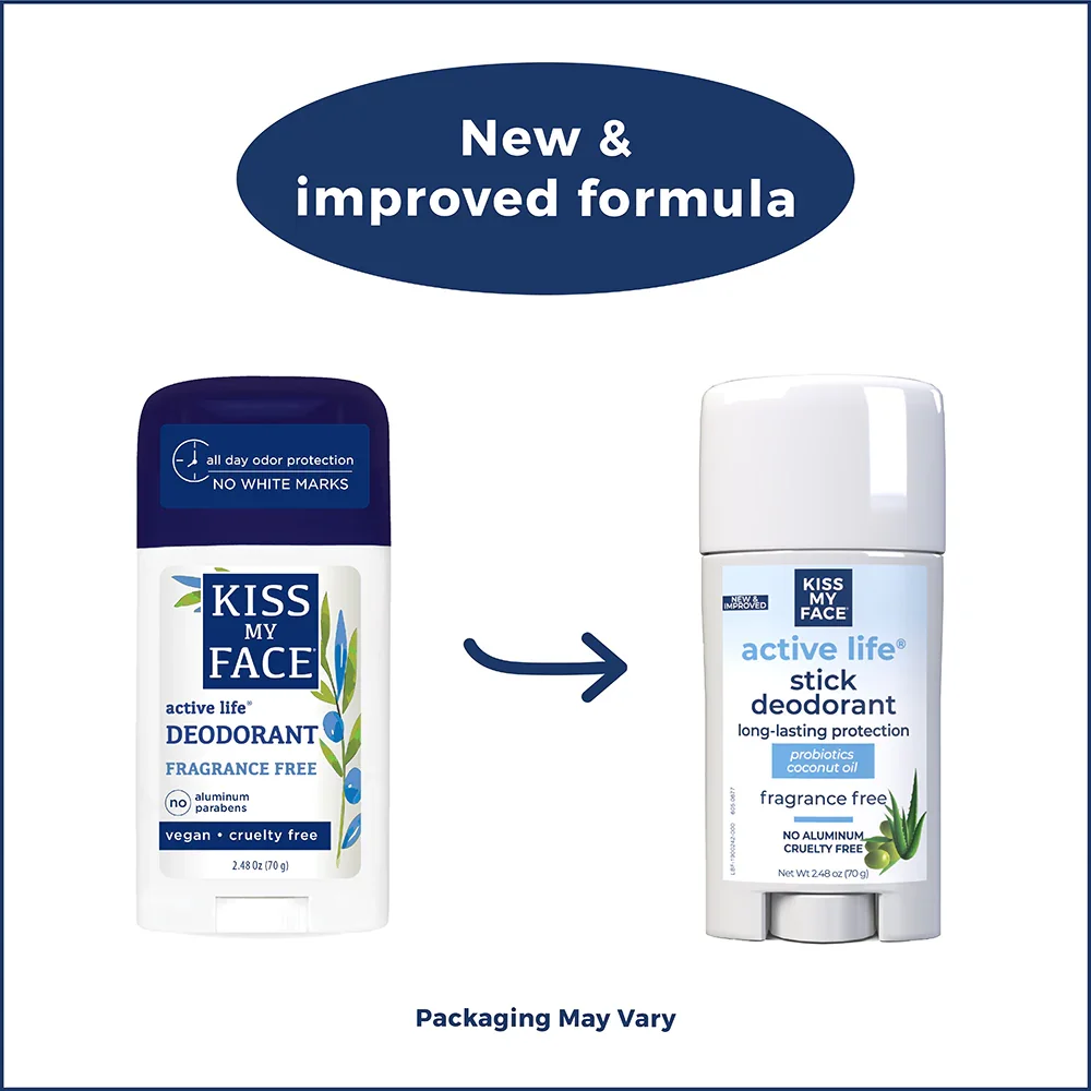 Kiss My Face Active Life Deodorant Stick Fragrance Free - 2.48 oz