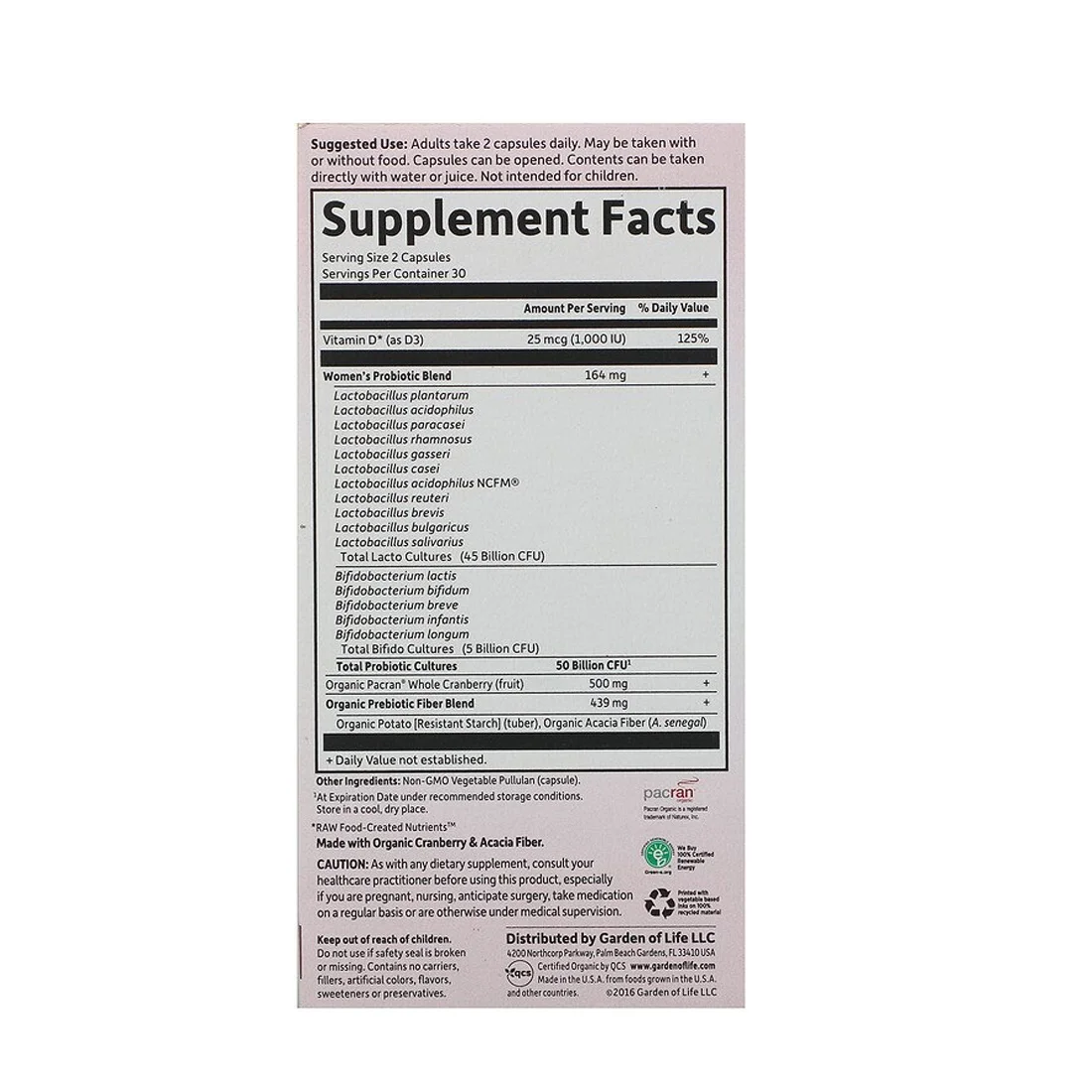 Garden of Life Dr. Formulated Probiotics Urinary Tract plus - 50 billion - 60 Vegetarian Capsules