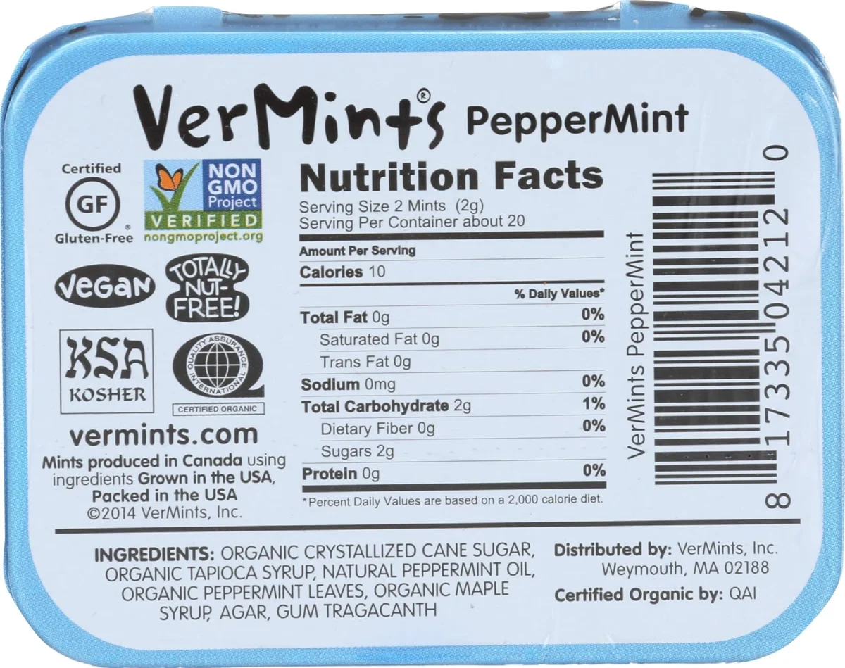 VerMints Organic Peppermint Breath Mints - 1.41 oz