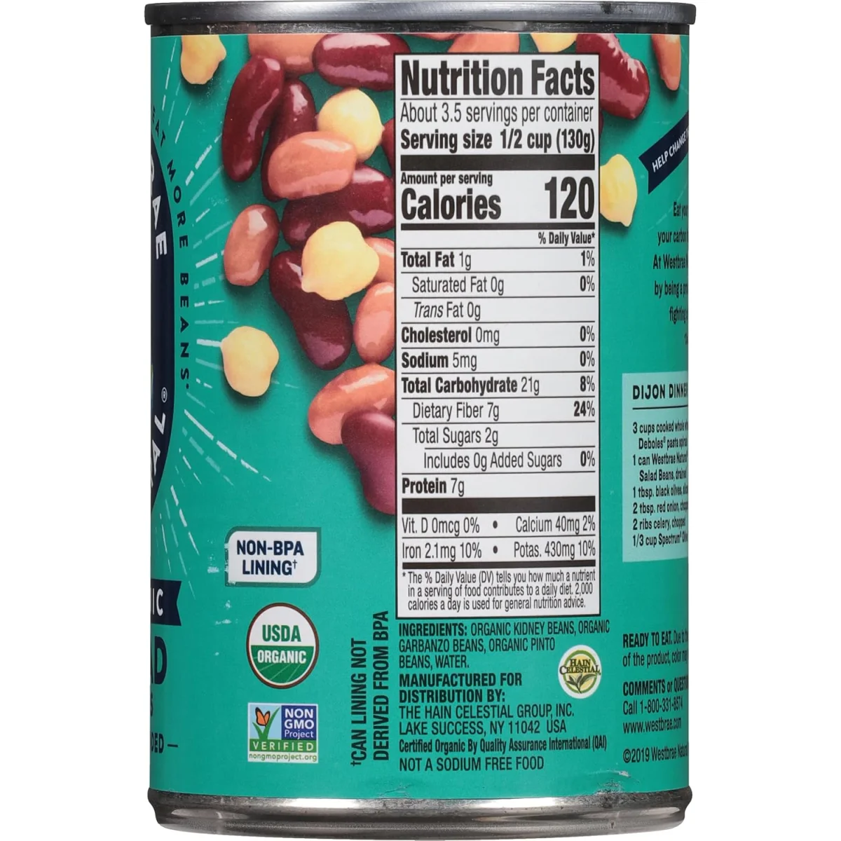 Westbrae Natural Organic Salad Beans, Low Sodium - 15 oz