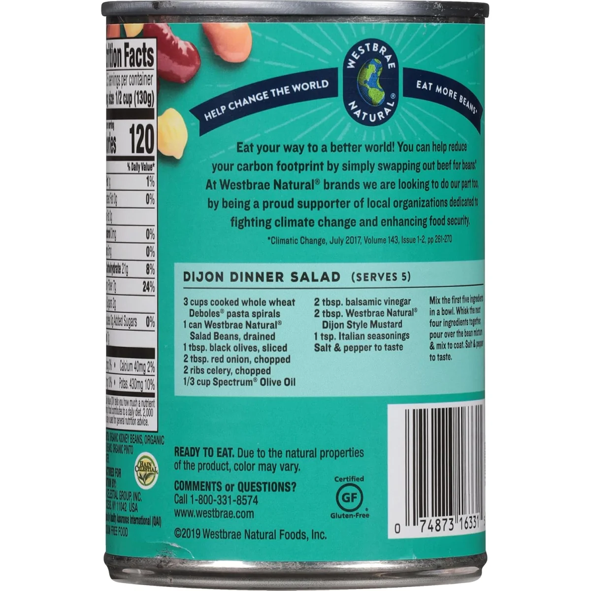 Westbrae Natural Organic Salad Beans, Low Sodium - 15 oz