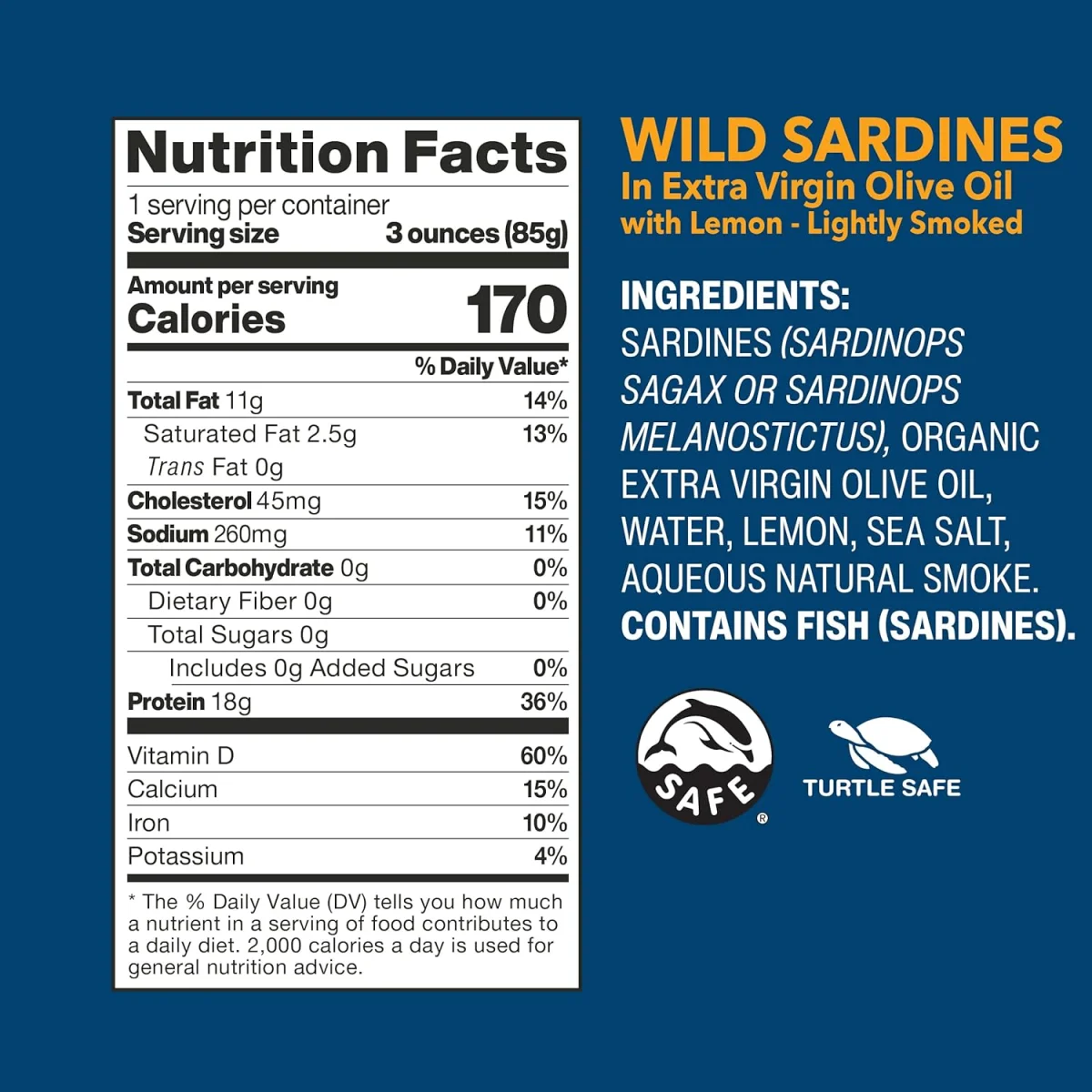 Wild Planet Wild Sardines in Extra Virgin Olive Oil with Lemon
