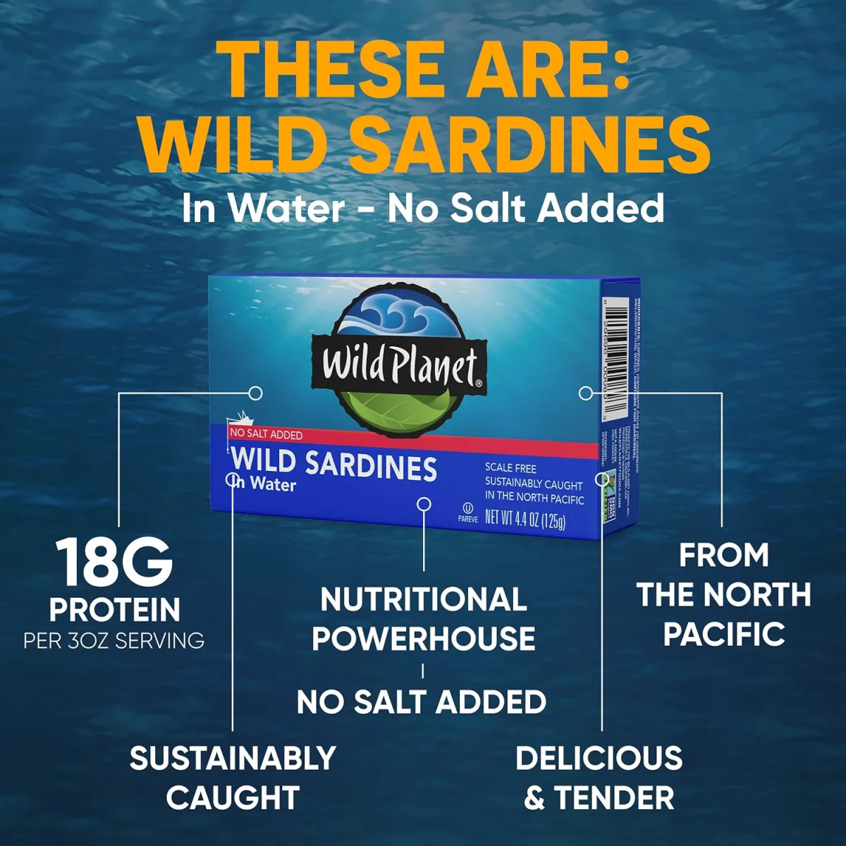 Wild Planet Wild Sardines in Water, No Salt Added - 4.4 oz