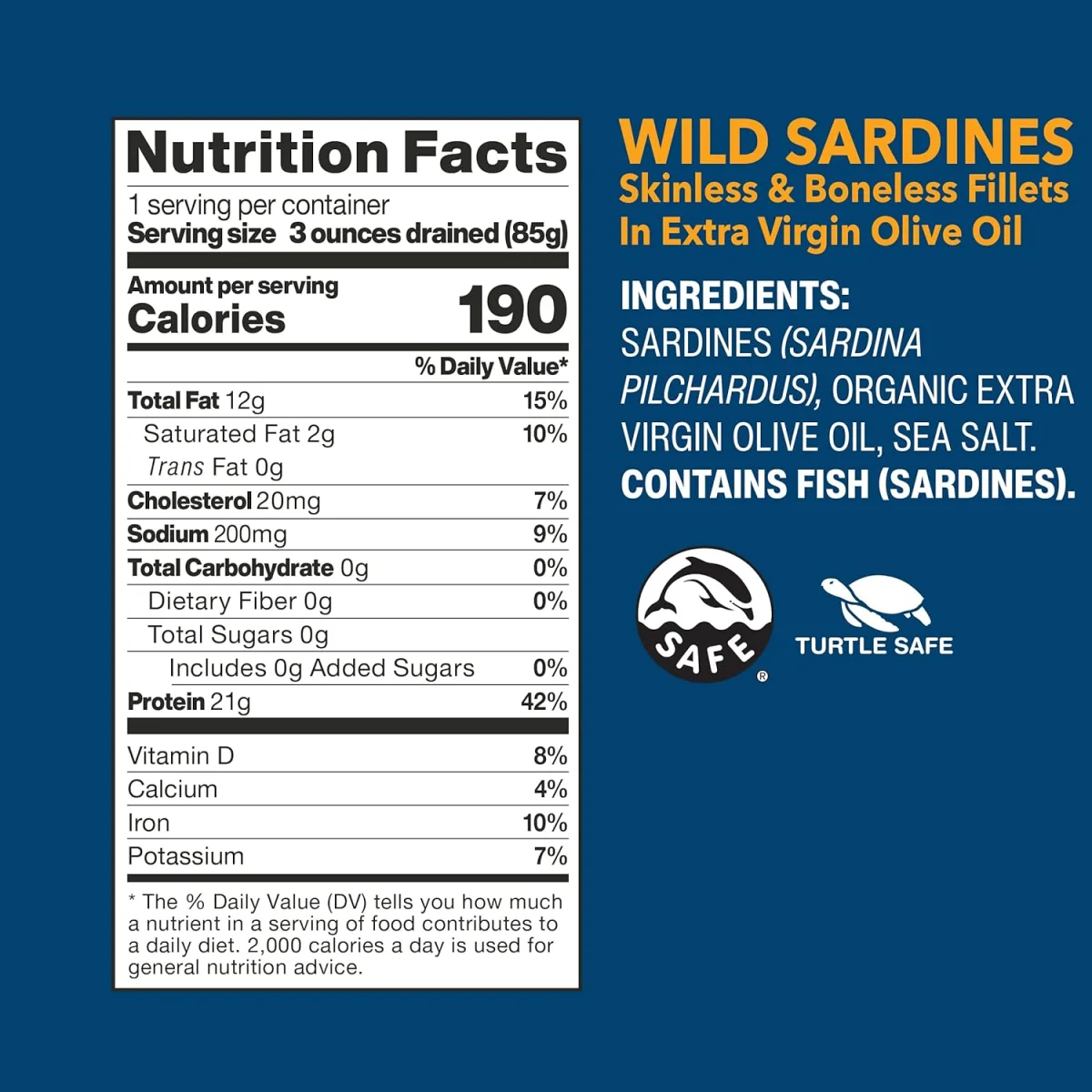 Wild Planet Wild Sardines in Extra Virgin Olive Oil with Sea Salt