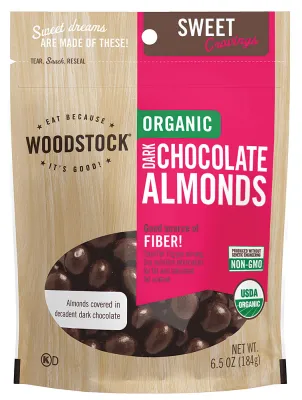 Woodstock Organic Kosher Dark Chocolate Covered Almonds - 6.5 oz