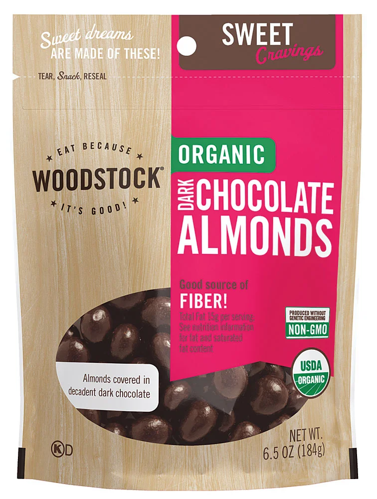 Woodstock Organic Kosher Dark Chocolate Covered Almonds - 6.5 oz