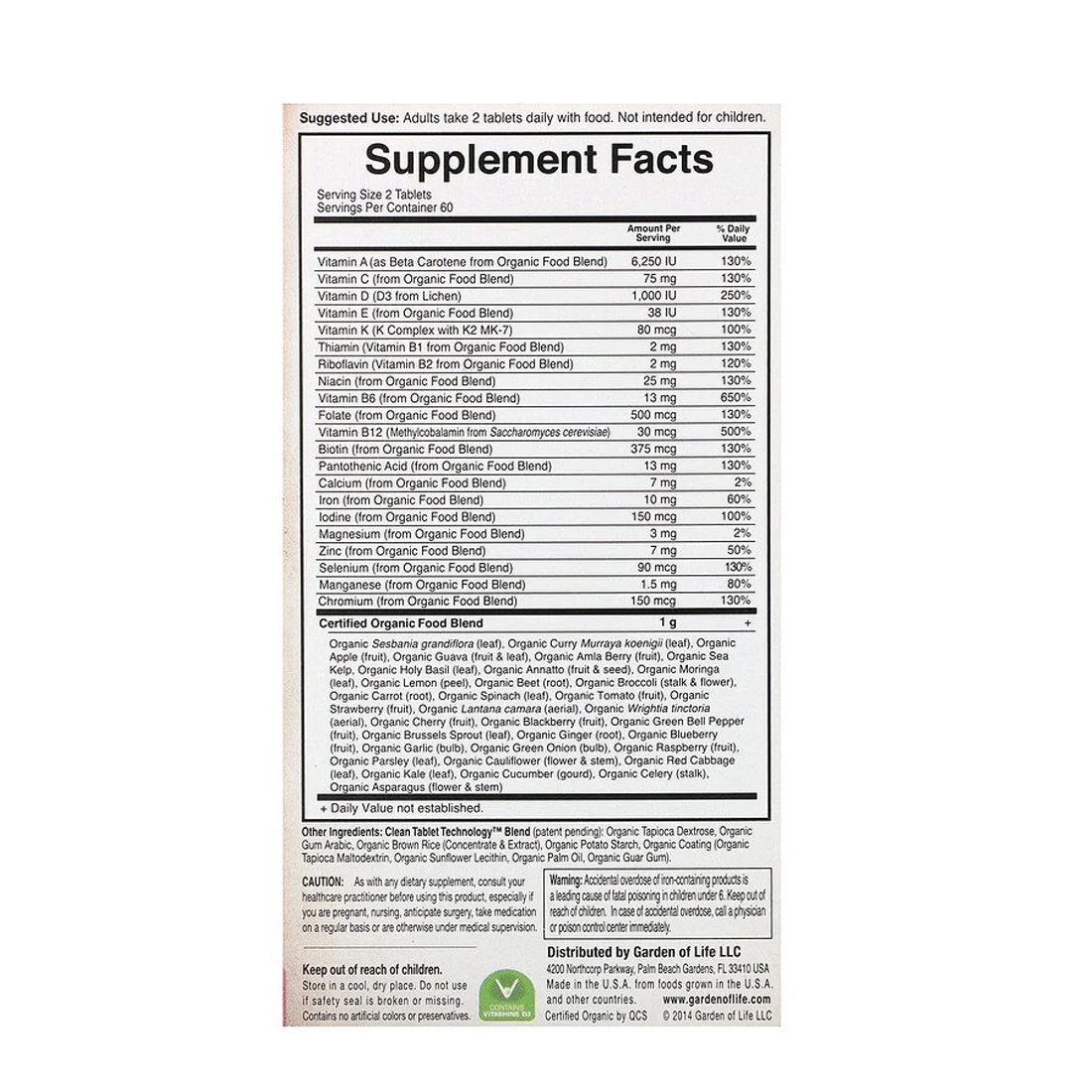 Garden of Life Organics Women's Multi - 120 Vegan Tablets