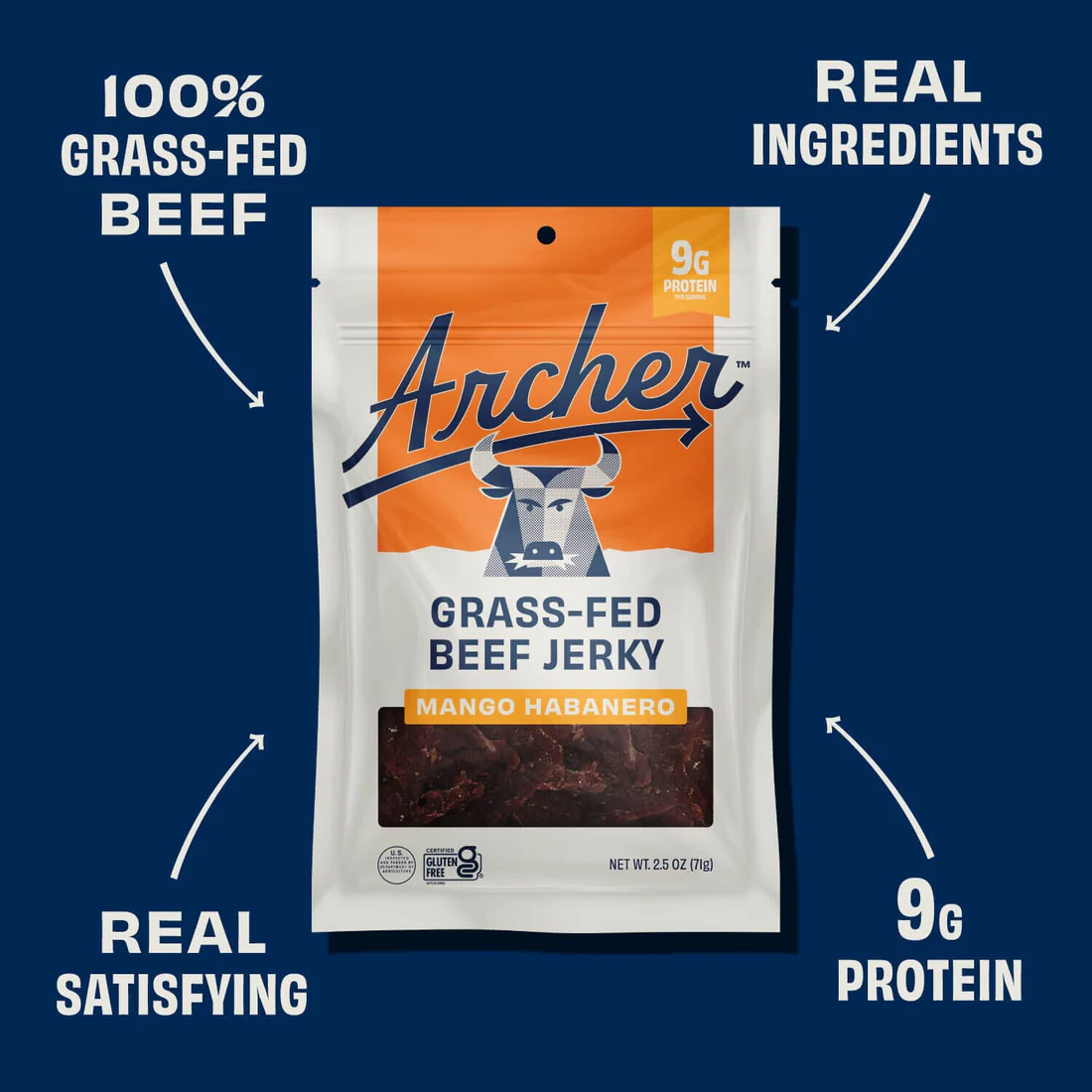 Country Archer Grass-Fed Beef Jerky, Mango Habanero - 2.5 oz
