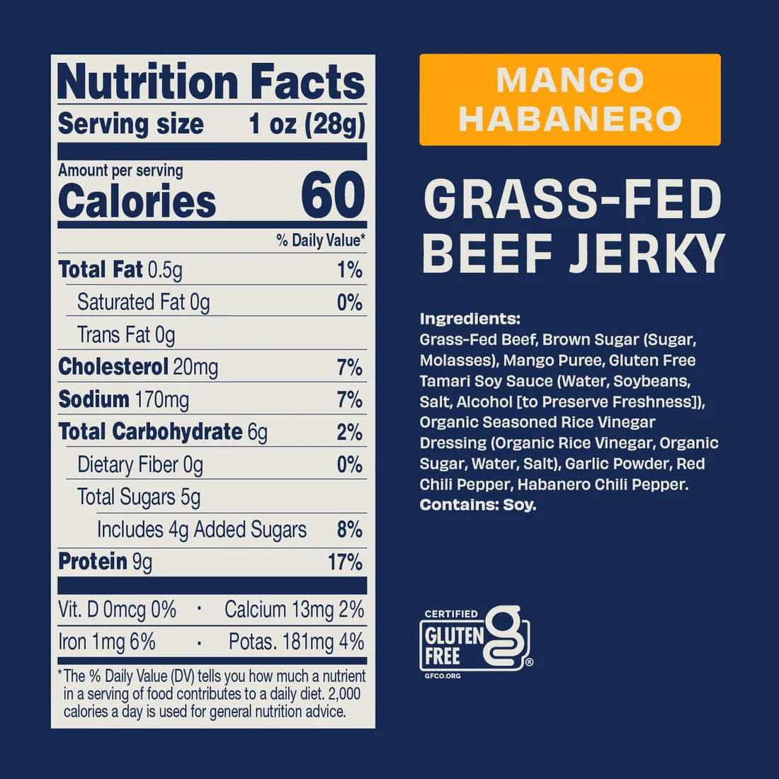 Country Archer Grass-Fed Beef Jerky, Mango Habanero - 2.5 oz