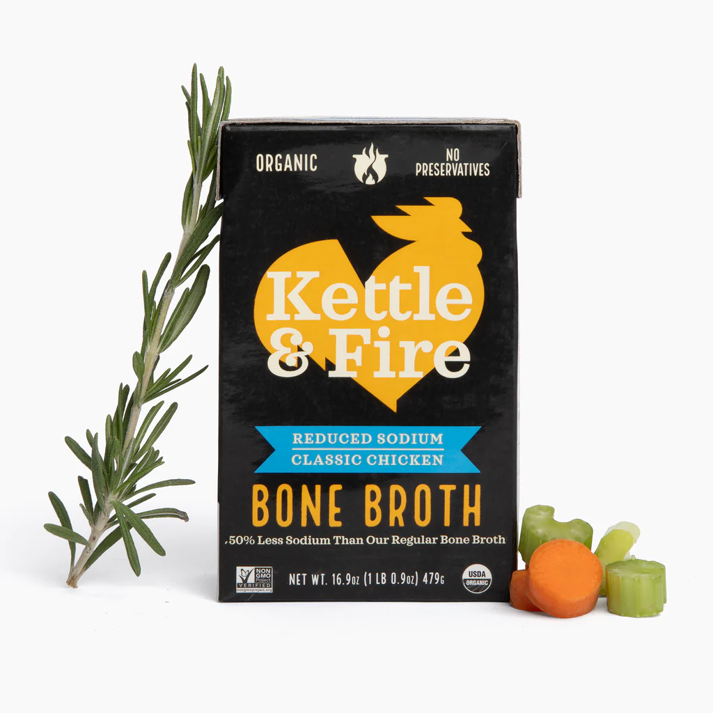 Kettle and Fire Soup Bone Broth Chicken Low Sodium Organic