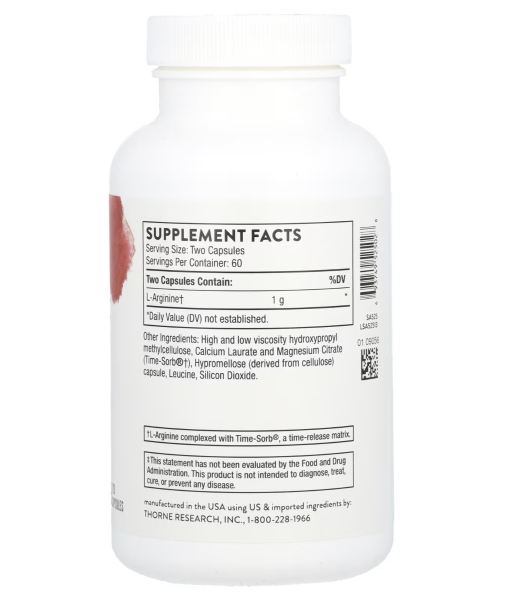 Thorne L-Arginine Sustained Release - 120 Capsules