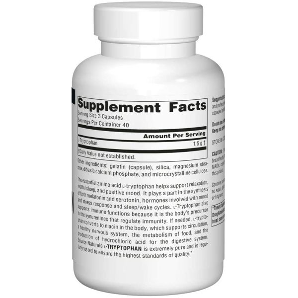 Source Naturals L-Tryptophan - 500 mg - 120 Capsules