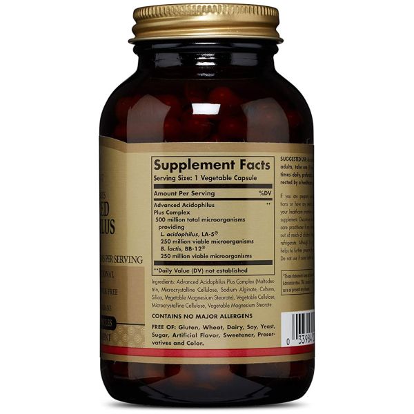 Solgar Advanced Acidophilus Plus 120 Vegetable Capsules