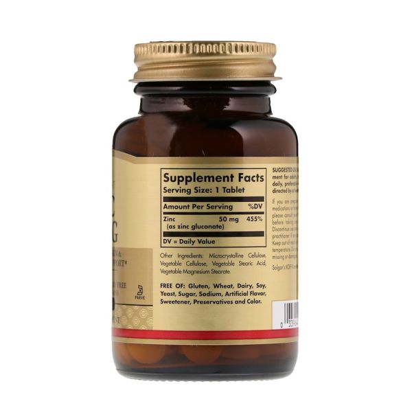 Solgar Zinc - 50 mg - 100 Tablets