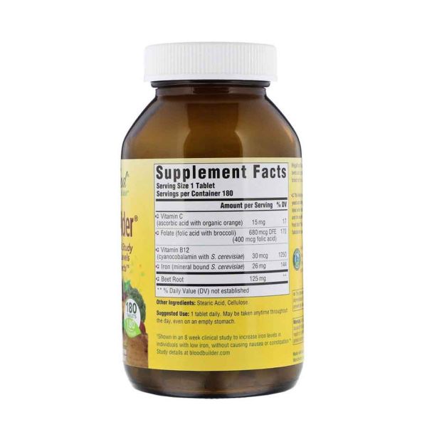 MegaFood Blood Builder Iron Supplement with Vitamin C - 180 Tablets
