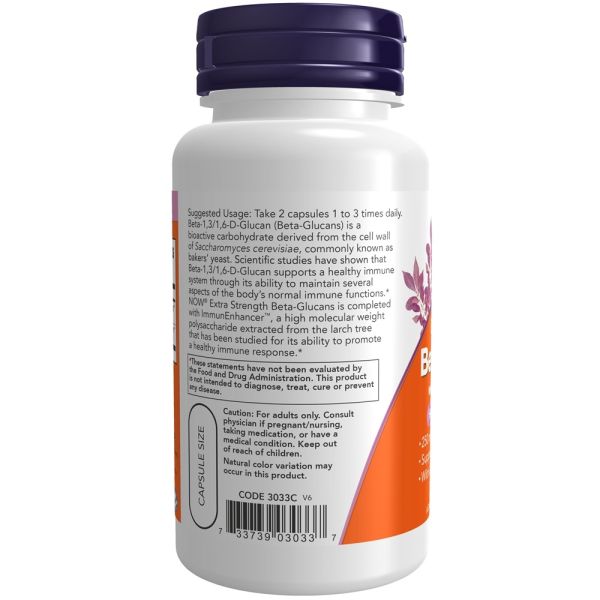 NOW Beta-Glucans with ImmunEnhancer - 250 mg - 60 Vegetable Capsules