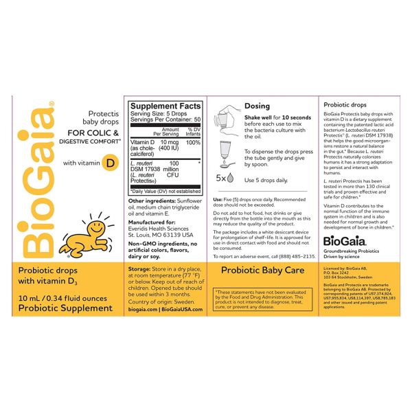 BioGaia Protectis Probiotic Baby Drops with Vitamin D - 0.34 fl oz