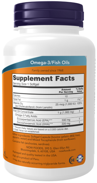 NOW Tri-3D Omega Fish Oil - 90 Softgels
