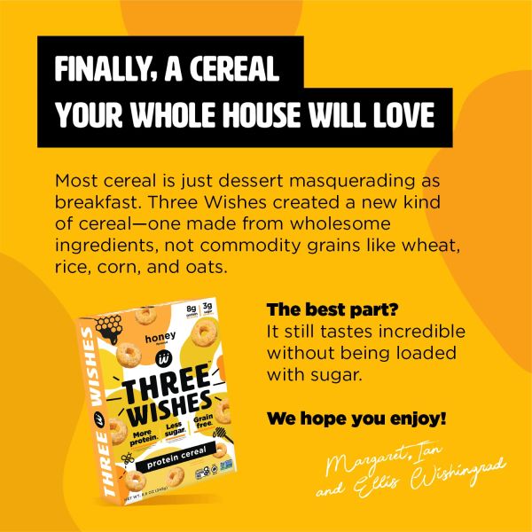Three Wishes Gluten Free Protein Cereal, Honey - 8.6 oz