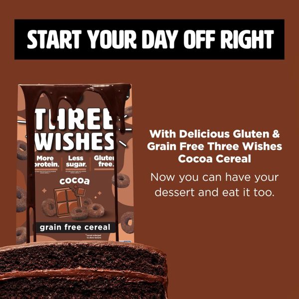 Three Wishes Gluten Free Protein Cereal, Cocoa - 8.6 oz