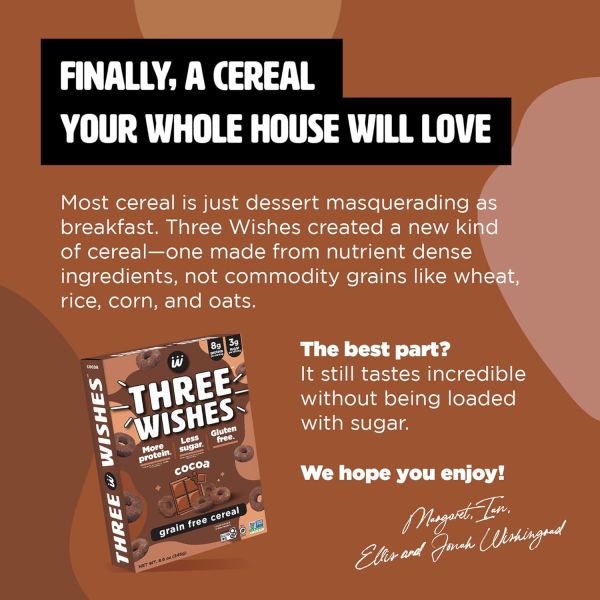 Three Wishes Gluten Free Protein Cereal, Cocoa - 8.6 oz