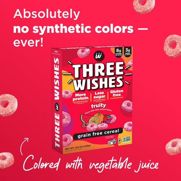 Three Wishes Gluten Free Protein Cereal, Fruity - 8.6 oz