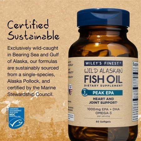 Wiley's Finest Wild Alaskan Fish Oil Peak EPA - 1250 mg - 60 Fish Softgels